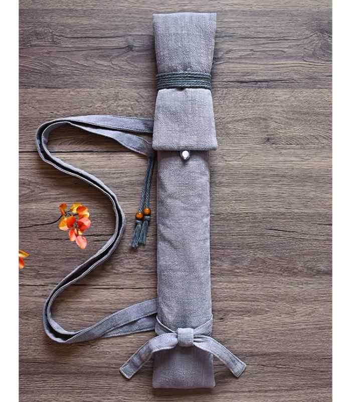 柔らかい 携帯 持ち運び ポータブル 防塵 布 ビーズ 音楽 楽器 落下防止 ストラップ 取り外し可能 シンプル 無地 青