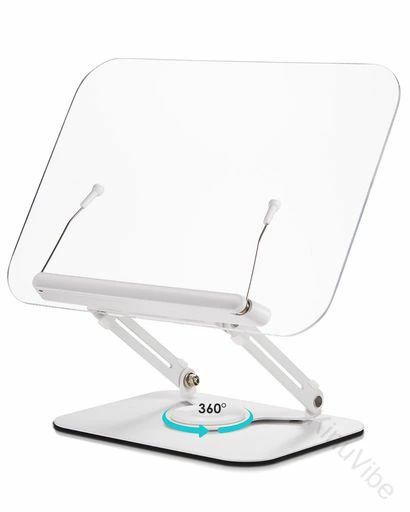 アクリル製ブックスタンド書見台読書用料理本ホルダー筆記台本立て高さ角度調整可能360°回転ベース折り..