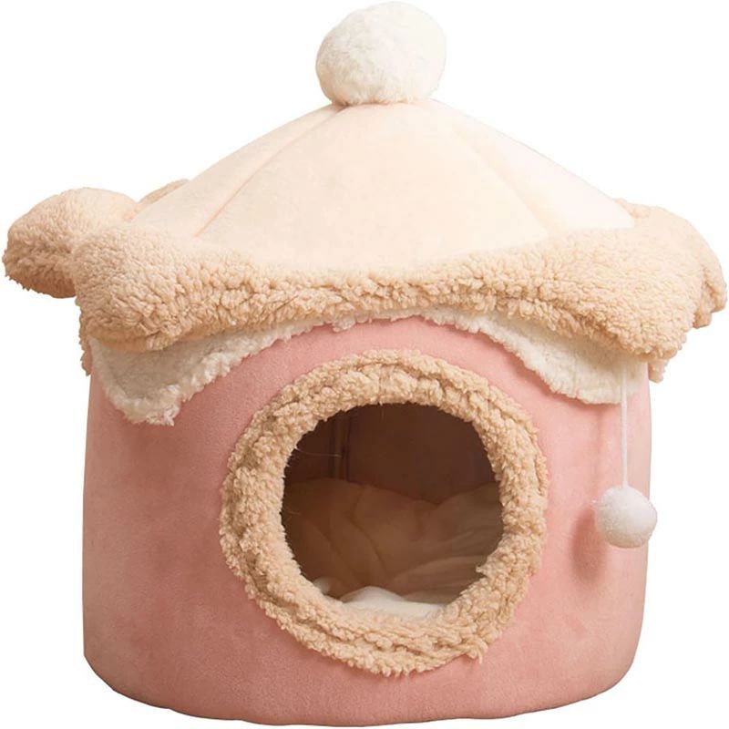 樂天商城 - 40*40CM ピンク ぐっすり眠る もこもこ 寒さ対策 暖かい 犬小屋 ハウス おしゃれ 冬 隠れ家 室内 犬ハウス ソファー クッション