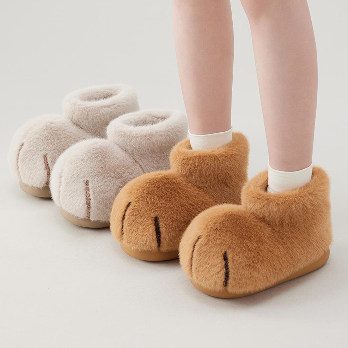 防寒 EVAソール もこもこ 裏起毛 メンズ 親子お揃い キッズ 滑りにくい 猫の肉球スリッパ 室内履き あったか ルームシューズ レ storeishimaru-10057075 ストア石丸 パッケージ画像