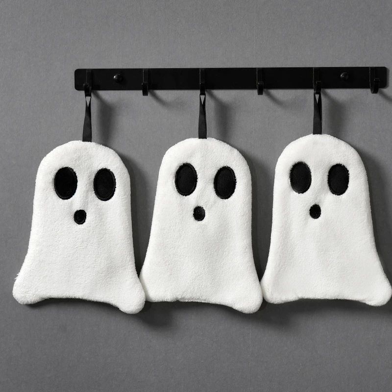 3つの異なるパターン 速乾 吸水 厚手生地 肌触り 柔らか マイクロファイバー 洗面所 キッチン かわいい 幽霊 ゴースト お化け タ