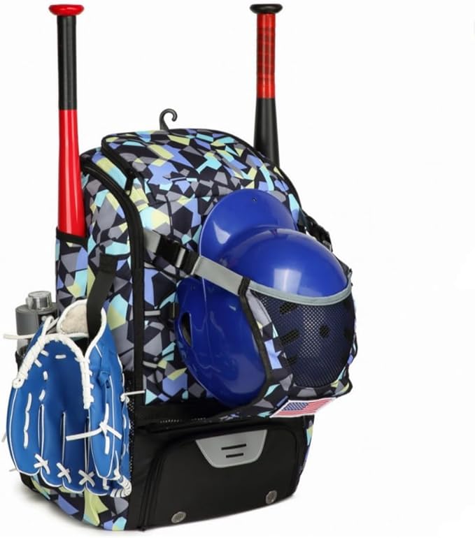 シューズ収納付き バッグ 野球 バックパック 野球 シューズコンパートメントとフェンスフック付き野球バックパック 防水ソフトボ