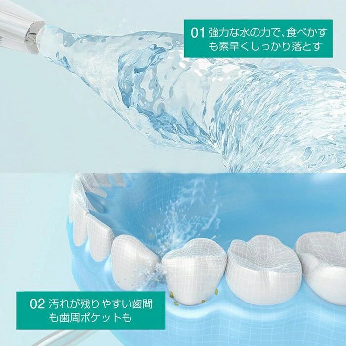 口腔洗浄器 ヘッド5個付き 歯ブラシ Ipx7防水 水流洗浄 強弱切り替え 舌磨き USB充...