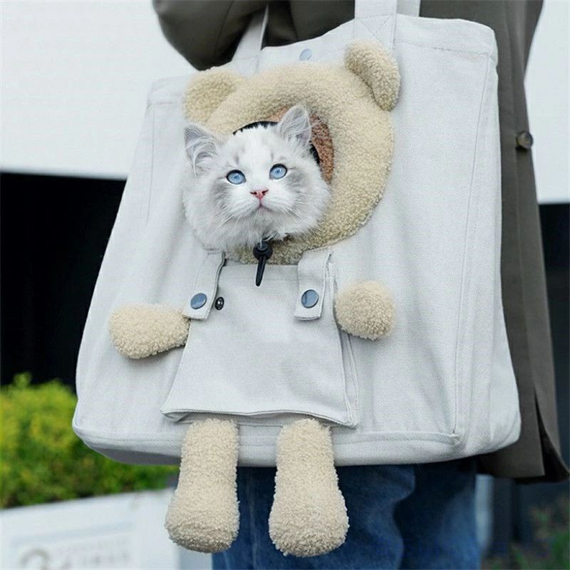 ペット キャリーバッグ 猫 犬 キャリーバッグ 熊 クマ型 顔が出る お出かけ 散歩 ...