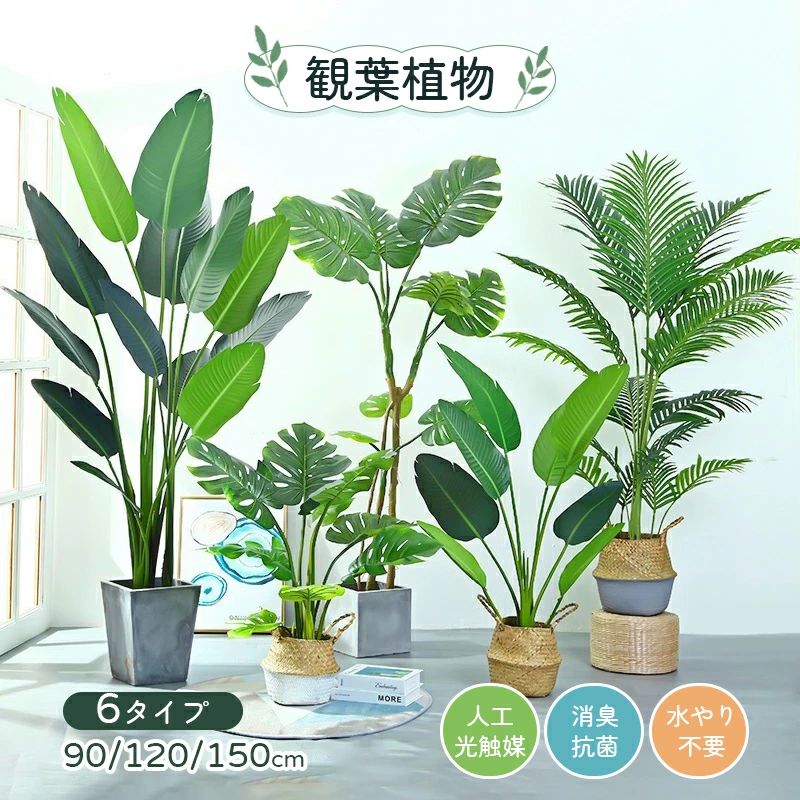 植物 90 おしゃれ パキラ 観葉植物 大きい 光触媒 大型 リアル 防臭 消臭 消臭 120...