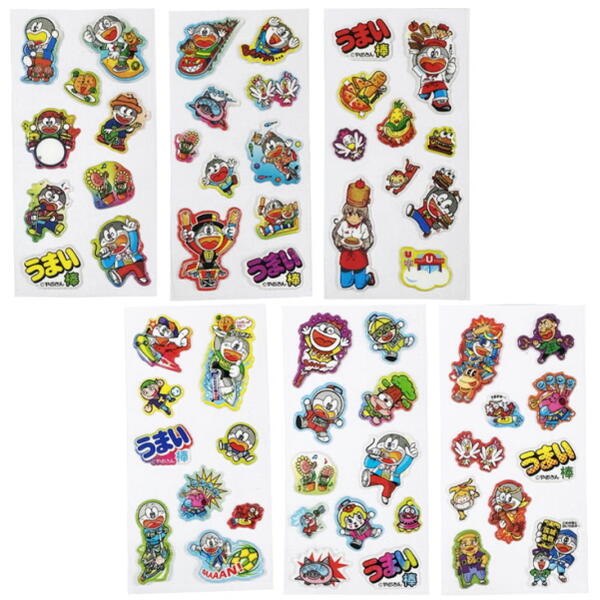 シール ステッカー うまい棒 やおきん ぷっくりミニシール うまえもん うまみちゃん パロディ おもしろ 面白い 駄菓子 モチーフ 6種 各1枚セット(3)