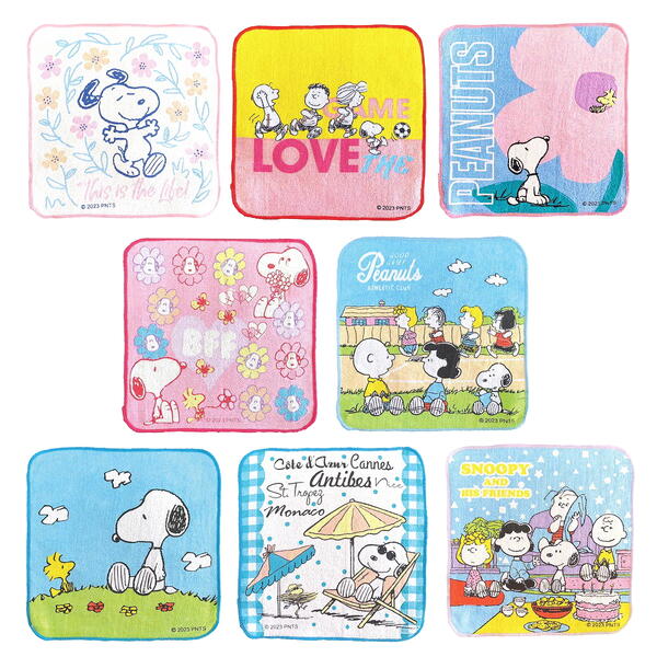 ミニタオル スヌーピー ラブリー ミニ タオル ハンカチ 8柄 各1枚セット SNOOPY ピーナッツ チャーリー・ブラウン ウッドストック