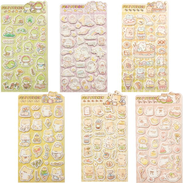 乐天商城 - フェルト シール ステッカー ねこ いぬ ハムスター ペンギン くま 立体 3D ぷっくり シール 輸入品 中国