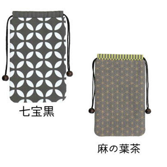 乐天商城 - 送料無料　御朱印帳入れ　御朱印帳入れ巾着袋　巾着　サイズ：縦27×横17.5cm　七宝黒　麻の葉茶