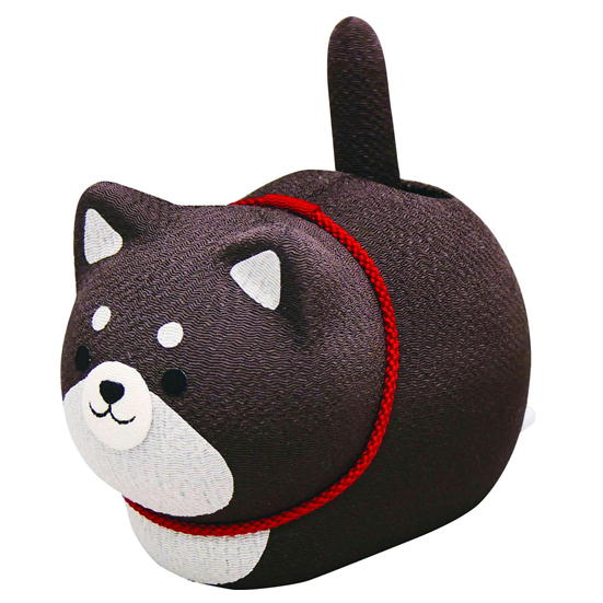 乐天商城 - 送料込み　ゆらゆらソーラー　まんまる柴犬　シバ犬　（黒）ちりめん ソーラー ソーラーパネル しっぽがゆれる 犬 癒し 玄関でお迎え ちりめん 置物 お店 カフェ 飾り 和み 癒される　縁起物　縁起の良い猫　ソーラー