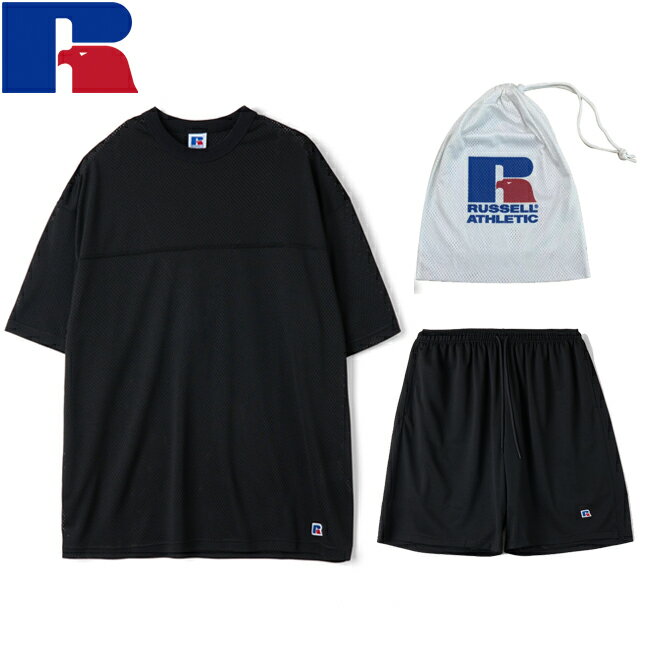 Rakuten - セットアップ RUSSELL ラッセル Mesh Set Up Black メッシュ 半袖Tシャツ ショートパンツ メンズ レディース