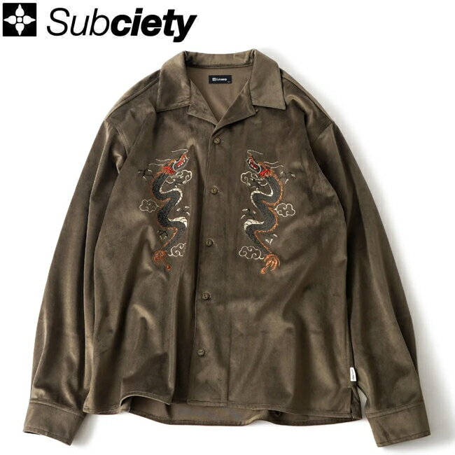  Subciety ֥ƥ Souvenir velour SHIRT Olive 奢륷 ٥  ǥ