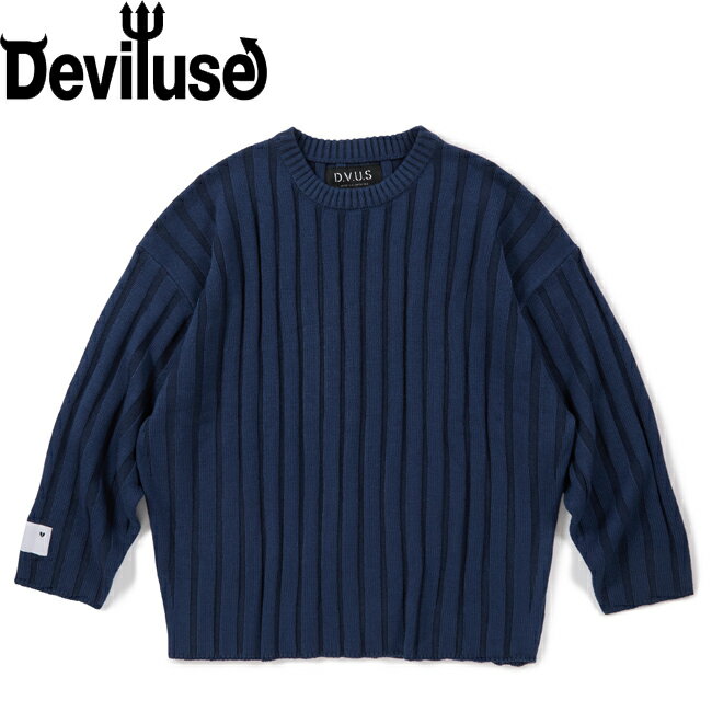 セーター Deviluse デビルユース Bump Knit Crewneck Sweater Navy fw25082 ニット メンズ レディース