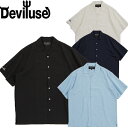 シャツ Deviluse デビルユース Script Open Collar Shirts Black White LightBlue Navy 半袖シャツ カジュアルシャツ メンズ レディース