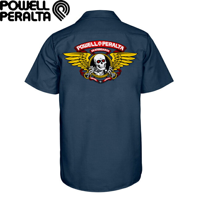 Rakuten - シャツ POWELL PERALTA パウエルペラルタ Work Shirt Winged Ripper Navy 半袖 カジュアルシャツ ワークシャツ メンズ レディース