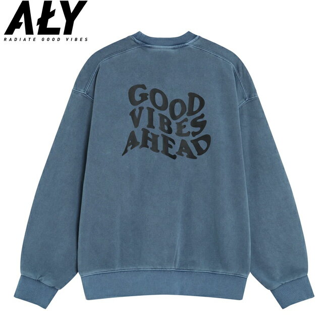 樂天商城 - トレーナー ALY Good Vibes アリーグッドバイブス Vibes AHEAD BLUE WASHED CREWNECK クルーネック スウェット メンズ レディース