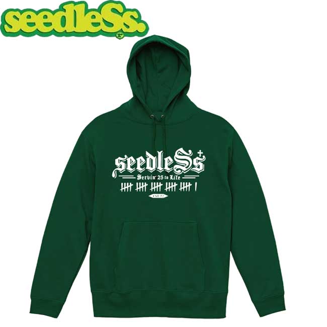 シードレス seedleSs パーカー Servin' logo HOODY Green プルオーバーフード スウェット