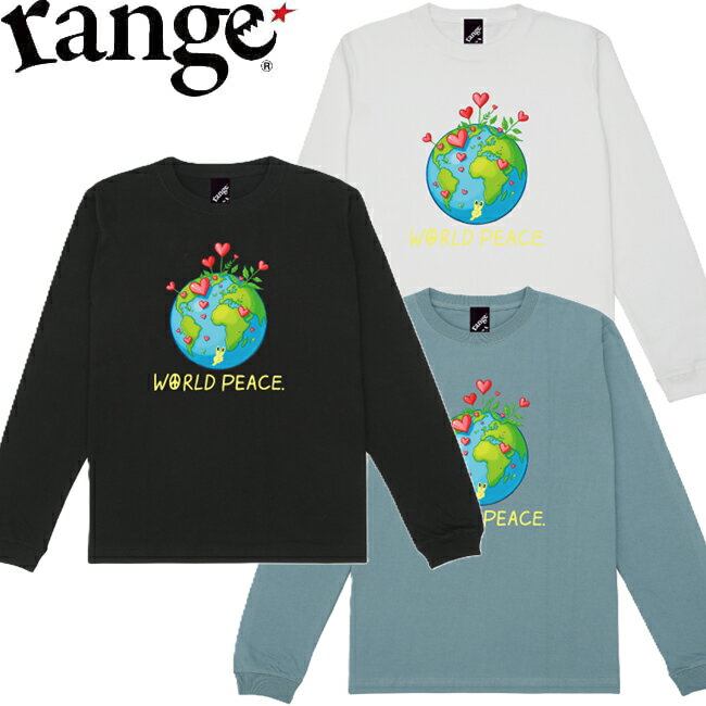 Rakuten - tシャツ range レンジ Heartful Earth L/S TEE Black White Cement blue 長袖Tシャツ カットソー メンズ レディース