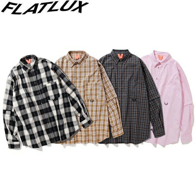 Rakuten - シャツ FLATLUX フラットラックス Grand Blue Shirt Ombre Black Milktea Plaid Grey Plaid Light Pink OX カジュアルシャツ メンズ レディース