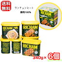 リチャム 340g x 6缶 缶詰 ポークランチョンミート 厳選された豚肉を使用して食感が柔らかいです。 ＊韓国ハム缶部門で3年(2018年〜2020年）連続韓国ブランドロイヤルティ1位で 韓国で愛されている高級ハム缶韓国ブランドです。 100g当り食塩相当量が1.7gでしょっぱくないから多様な料理に使えます。 ゴーヤチャンプルーや、おにぎり