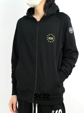 【SY32 by SWEET YEARS / エスワイサーティトゥバイスィートイヤーズ】 【人気】ワールドスター ジップフーディー / WORLD STAR ZIP HOODIE / ブラック × ホワイト