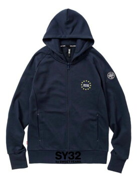 【SY32 by SWEET YEARS / エスワイサーティトゥバイスィートイヤーズ】 【人気】ワールドスター ジップフーディー / WORLD STAR ZIP HOODIE / ネイビー × ホワイト