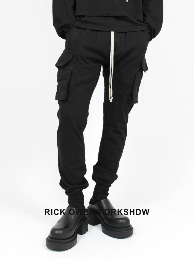 【RICK OWENS DRKSHDW / リックオウエンス ダークシャドウ】 【RICK OWENS / リック オウエンス】 【24SS】カーゴポケット マストドンカット スウェット パンツ / MASTODON CUT / ブラック