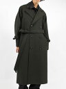 【semoh / セモー】 【24AW】 カシミヤ メルトン アクションプリーツ ダブルデザイン トレンチコート / CASHMERE MELTON PLEATS YOKE COAT / カーキ