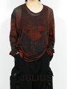 【JULIUS / ユリウス】 【25SS】プリンテッド コットン トップス / PRINTED COTTON JERSEY / ブラック×ボルドー