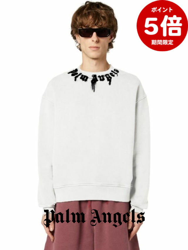 期間限定P5倍【PALM ANGELS / パームエンジェルス】 【25AW】ネックロゴ レッグ クルーネック スウェット / NECK LOGO REG CREW / オフホワイト×ブラック