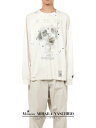 【Maison MIHARA YASUHIRO / メゾン ミハラヤスヒロ】 【25AW】ドッグプリント エンブリッシュド ディストレスド ロングスリーブ Tシャツ / DOG PRINTED EMBELLISHED DISTRESSED LONG SLEEVE T-SHIRT / ホワイト
