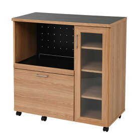 キッチンカウンター キッチンボード 90 幅 コンセント付き レンジ台 キャスター付き(通販ラボFAP-1022)..