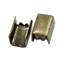 アクセサリーパーツ 金具 ツメ付ひも留め ゴム留め金具 Mサイズ 金古美 アンティークゴールド 2コ入り NO3
