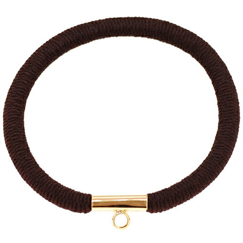 アクセサリパーツ 金具 ヘアーゴム カン付き 金色 ゴールドカラー 茶色ゴム 1コ入り