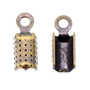 アクセサリーパーツ 金具 カシメ 4mm 紐止め 金古美 アンティークゴールド