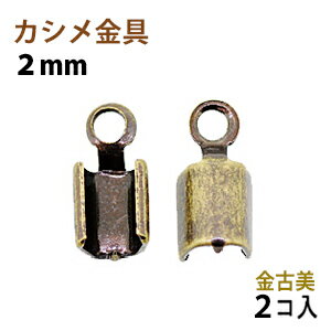 Rakuten - アクセサリーパーツ 金具 カシメ 紐止め 2mm 金古美 アンティークゴールド 2コ入り
