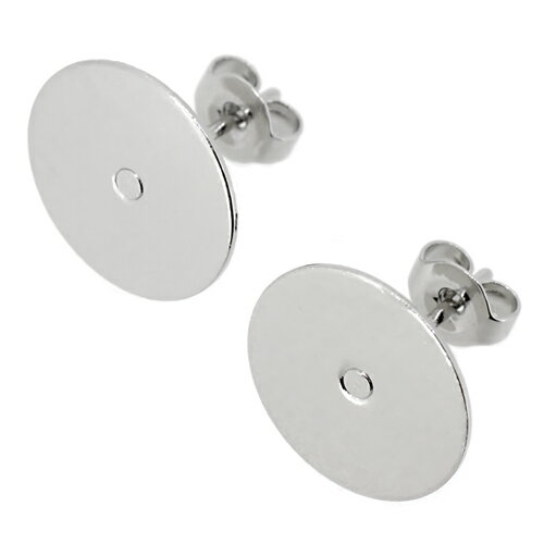 アクセサリーパーツ 金具 12mm皿つき ピアス キャッチ付き 銀色 シルバーカラー 10ペアー入りサービスパック