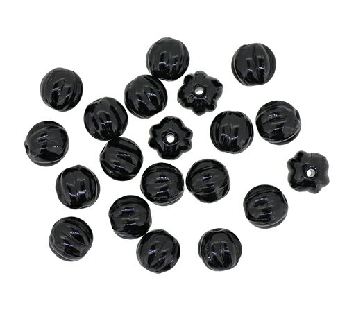 乐天商城 - チェコビーズ メロンラウンド 5mm ジェット 黒 20コ入り