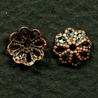 座金 花座 パーツ ビーズキャップ 金具 銅古美 アンティークブロンズ 6mm 10コ入り UZ40-1-AB