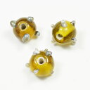 売切りセール品 インドビーズ 6mm イエロー ブツブツ模様