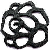 ウッドパーツ ビーズ ローズ 薔薇 NO4 33×32mm 黒 ブラック 1コ入り