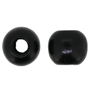 Rakuten - 穴大 ウッドビーズ丸型ラウンド NO3　11.5×10mm 黒 ブラック 10コ入り こちらは穴が大きめ