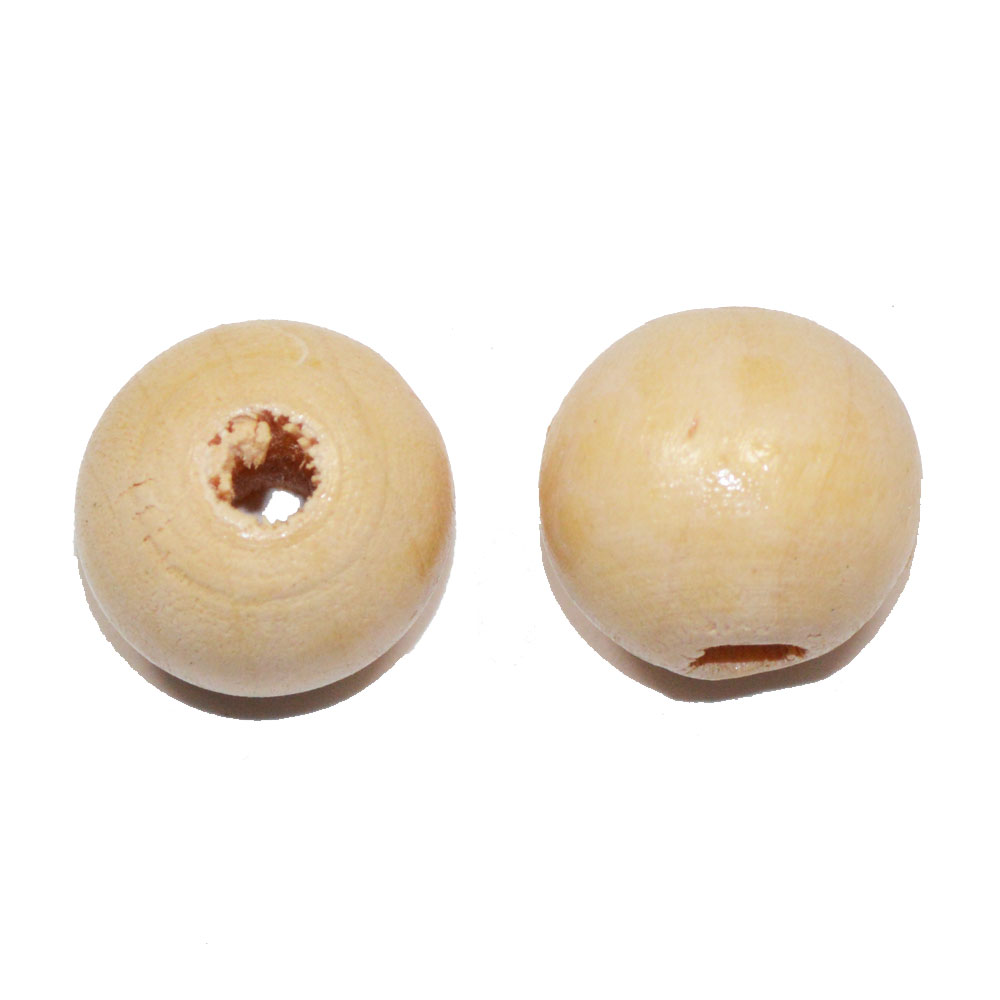 ウッドビーズ 丸型ラウンド NO4　11.5×10.5mm ナチュラル 10コ入り