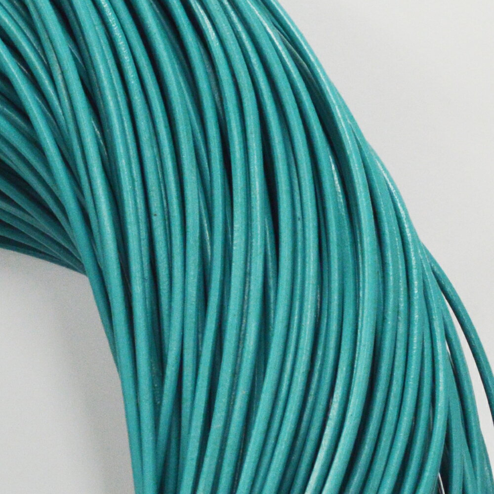 乐天商城 - 皮ひもBタイプ 1m単位でお切りします 太さ2mm ブルーターコイズ 牛本皮 丸革紐