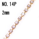 ダイヤレーン ラインストーン連爪 太さ約2mm クリスタル 16KG金メッキ ゴールド 10cm NO14P
