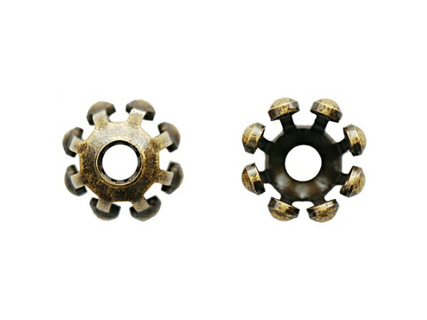 Rakuten - 花弁タイプ座金 花座パーツ ビーズキャップ 金具 金古美 アンティークゴールド 6×5mm 5コ入り AG001