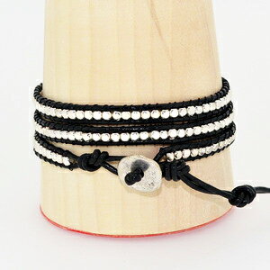 乐天商城 - ラップブレス　3連レザー　合金メッキシルバー　メンズ＆レディース