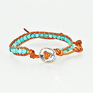 乐天商城 - ラップブレス　1連レザー　ターコイズ・パワーストーン　メンズ＆レディース