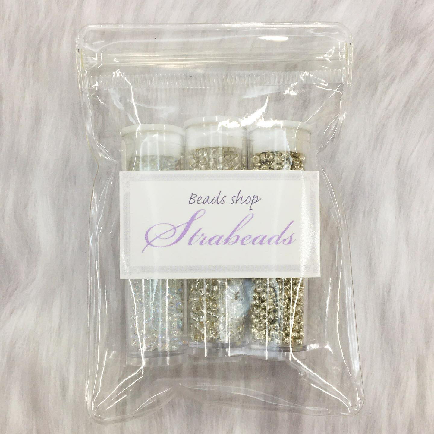 シードビーズセット 丸小ビーズ 透明シルバー3色セット ミニボトル入り S-2