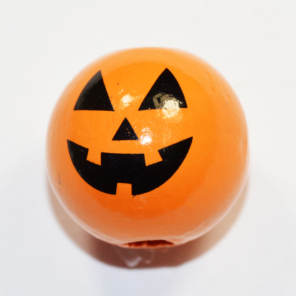 ハロウィン かぼちゃ ウッドビーズ 木製 15mm 丸型 オレンジ 2コ入り CT030